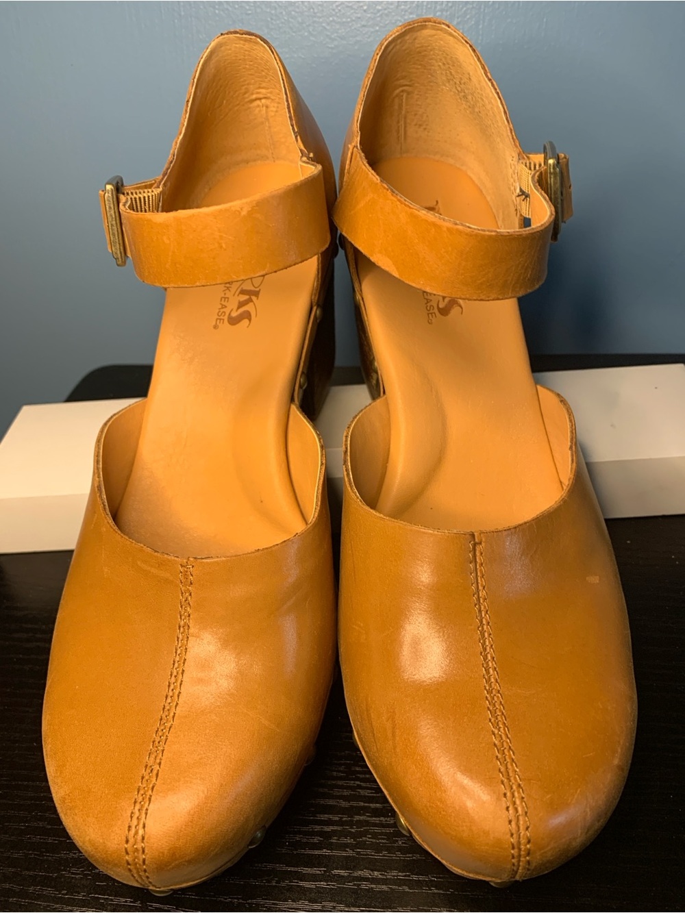 Kork-Ease Women's Tan Leather Ankle-Strap Clogs